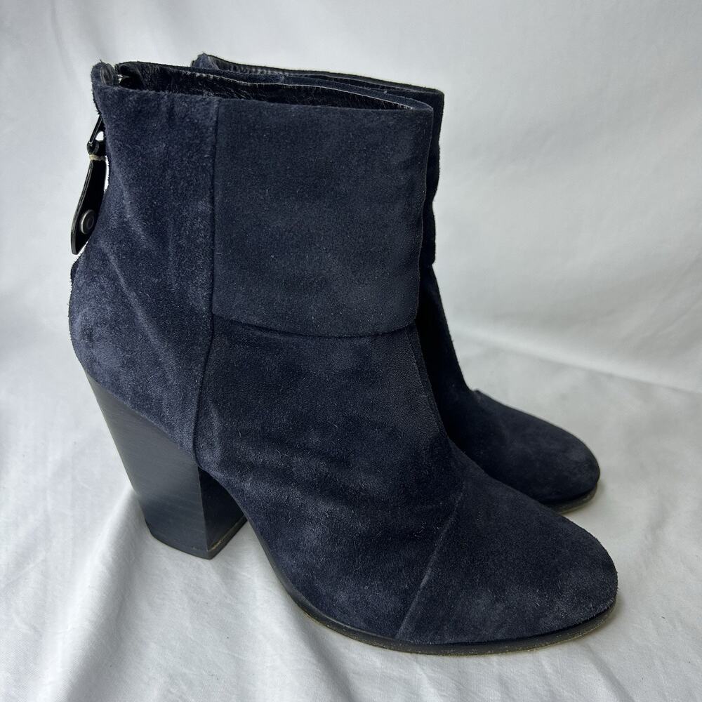 RAG & BONE Newbury Navy Black Suede Ankle Boots Size 38
